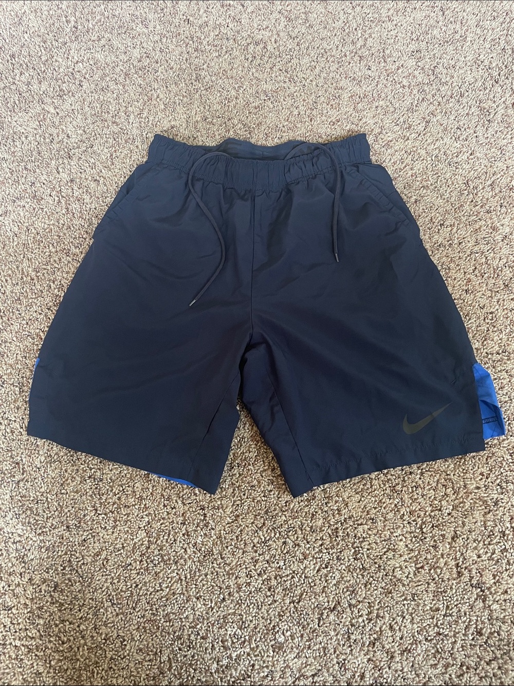 Nike Men's S. Dri-Fit Navy Athletic Shorts with Drawstring